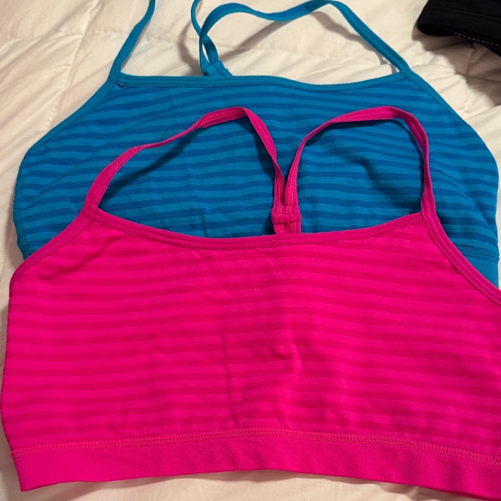 Energie Striped Pink and Blue Sports Bras Small